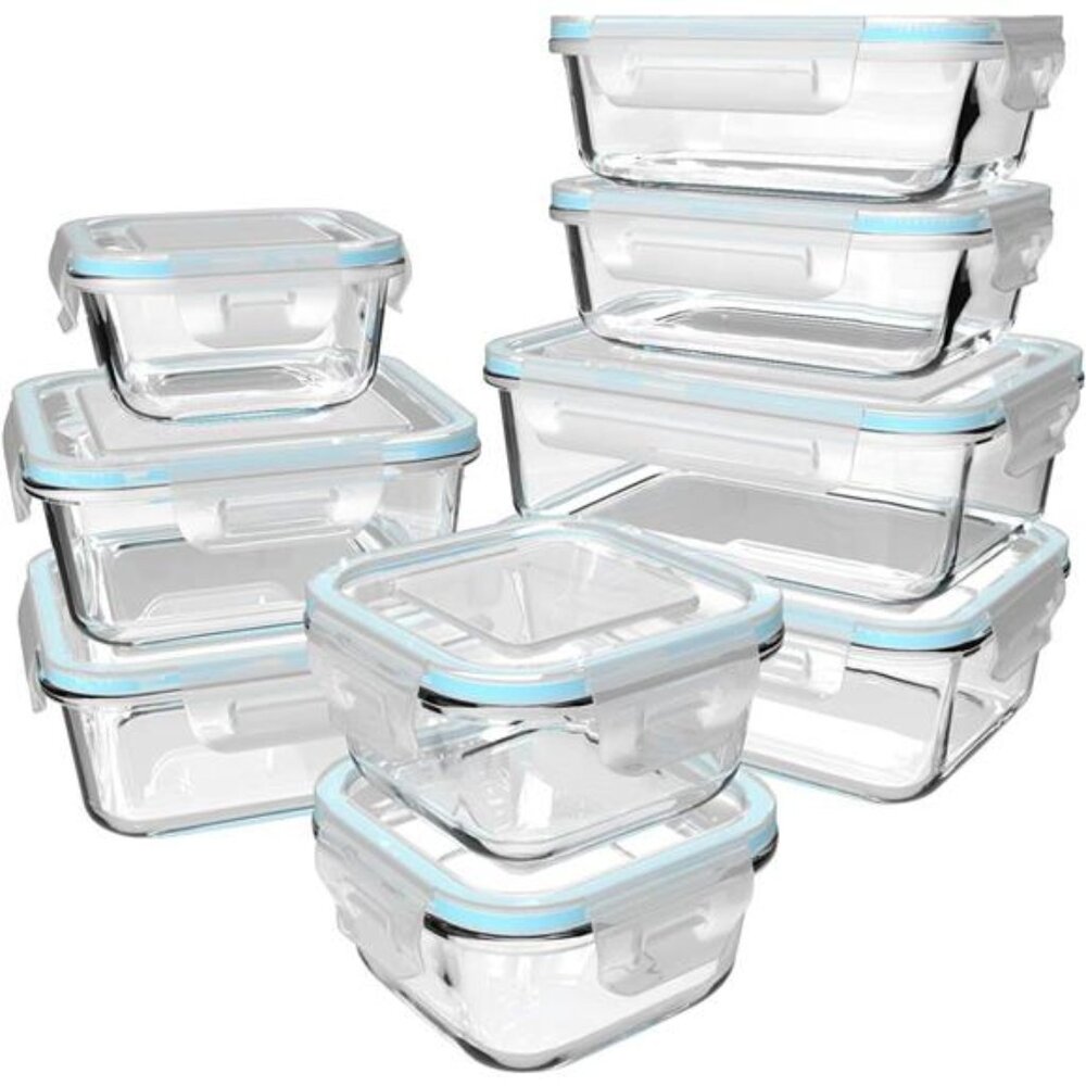 18 Piece Glass Food Storage Containers with Lids, Meal Prep Containers for Food